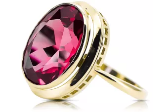 14k geltono aukso Rubinas Žiedas Vintažinis stilius vrc285y